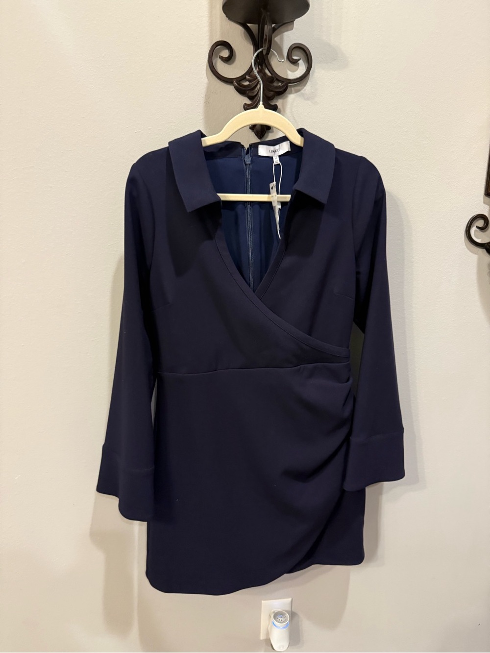 Likely Navy Wrap-Style Collared Tunic